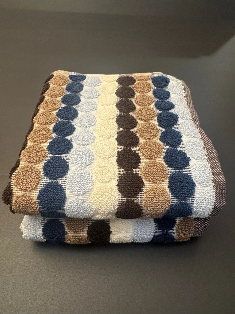 6pc SOHO Living 100% Cotton Penny Tile Dot/Stripe Bath Towel Set  - Blue/Brown